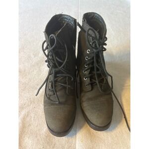 UGG Kesey Combat Boots Womens 6.5 Olive Green Good Waterproof Suede 1005264